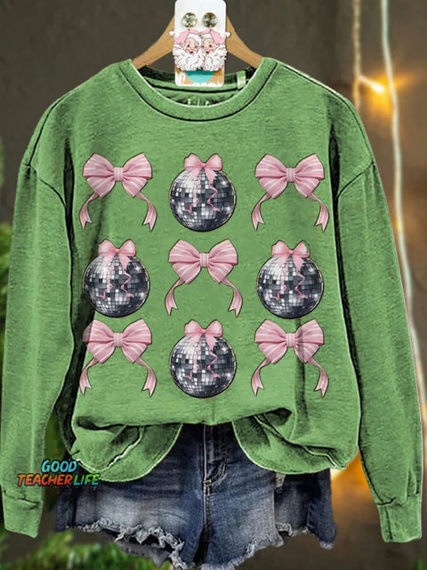 New Year Pink Coquette Disco Ball Casual  Sweatshirt