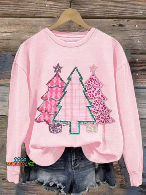 Lovely Christmas Tree Art Print Casual Sweatshirt