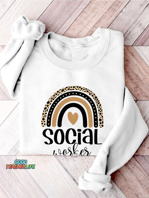 Social Worker Gift For Social Worker Rainbow Social Work Print Casual Sweatshirt