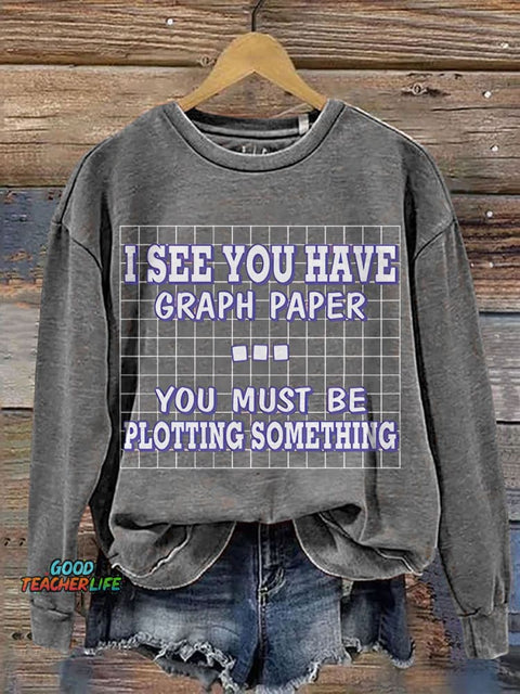 Funny Math Teacher Mathematician Casual Print Sweatshirt