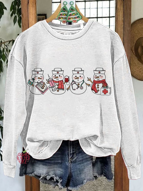 Christmas Nurse Snowman Casual Sweatshirt