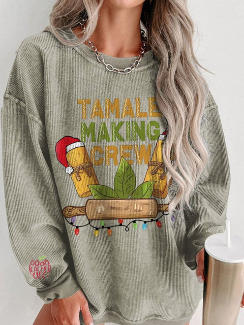 Christmas Tamale Cooking Personalized Tamale Women's  Casual Print Corduroy Sweatshirt