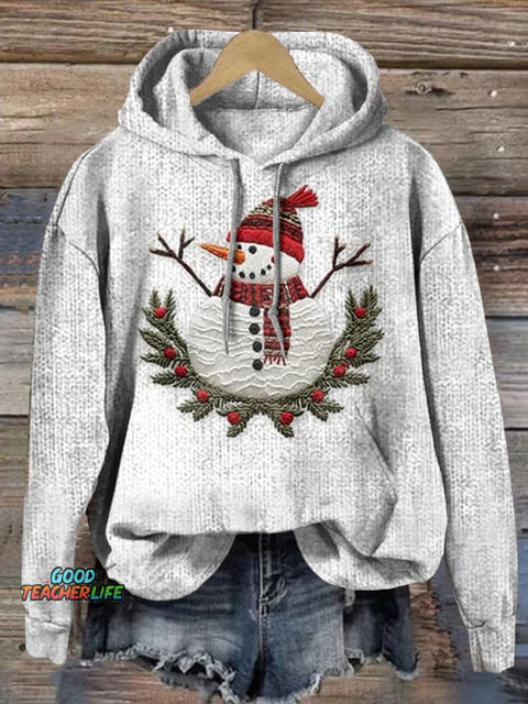 Snowman Art Print Casual Hoodie