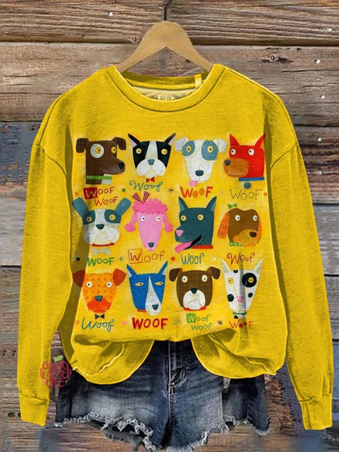 Cute Dog Art Print Casual Sweatshirt