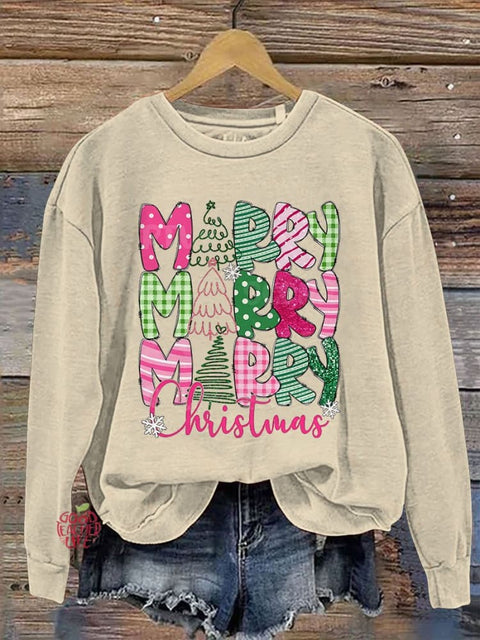 Merry Christmas Casual Print Sweatshirt