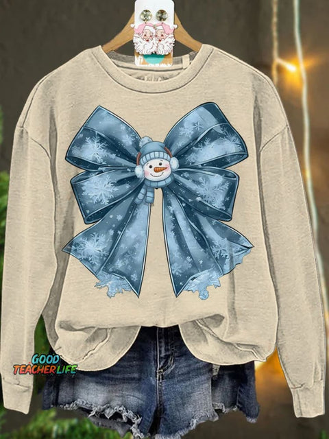Christmas Winter Coquette Bow Cozy Season Snowman Casual  Sweatshirt