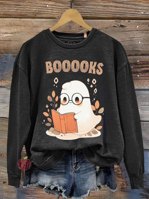 Funny Ghost Book Nerd Teacher Casual Sweatshirt