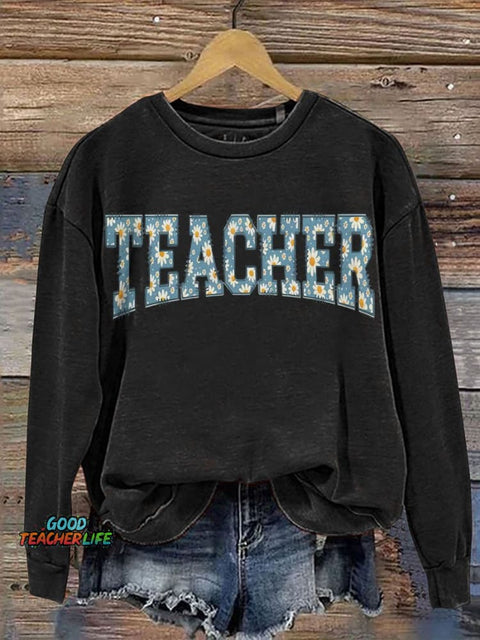 Teacher Floral Teacher Gift Casual  Sweatshirt