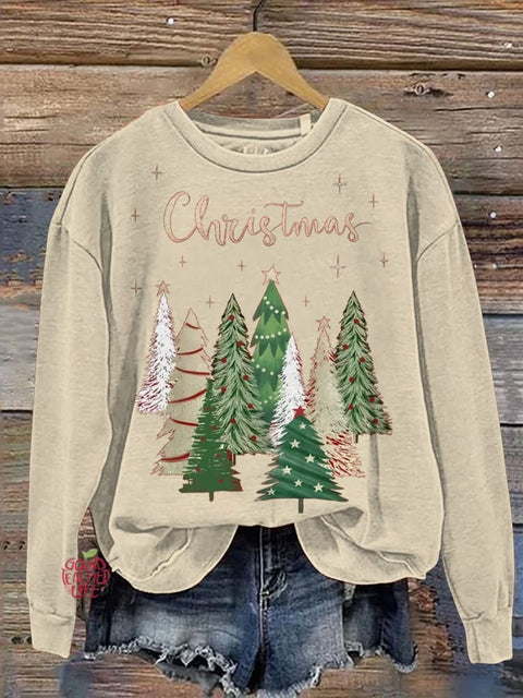 Christmas Tree Print Casual Sweatshirt