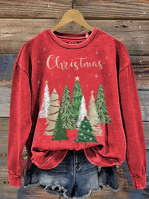 Christmas Tree Print Casual Sweatshirt