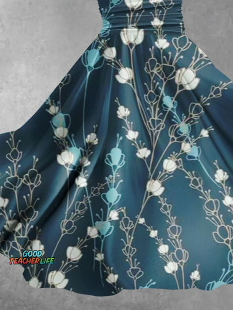 Women's Floral Flowers Art Print Design Maxi Dress