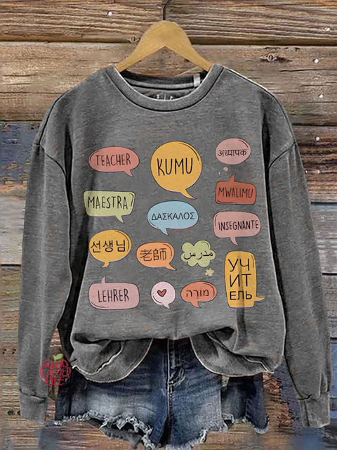 Teacher In Different Languages Casual  Sweatshirt