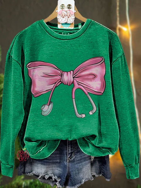 Coquette Nurse Stethoscope Bow Casual Sweatshirt