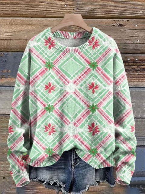 Christmas Pattern Art Print Knit Pullover Sweater