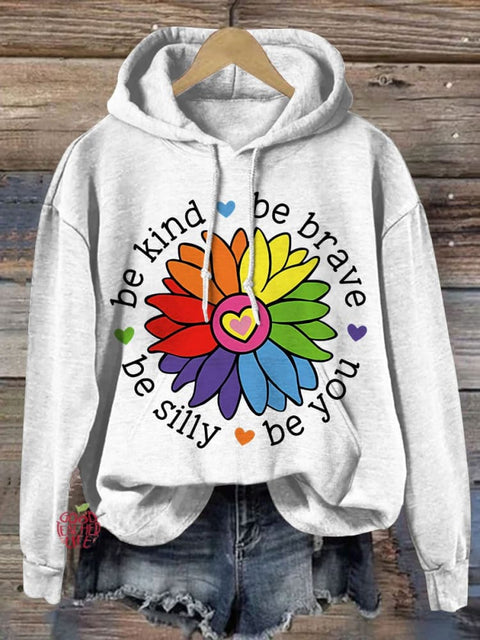 Be Kind Be Brave Be Silly Be You Print Casual Hoodie Sweatshirt