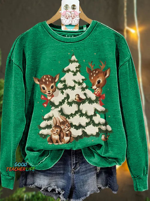 Retro Christmas Reindeer Casual  Sweatshirt