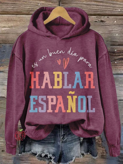 Hablar Espanal Spanish Teacher Print Casual Sweatshirt