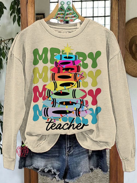 Merry Teacher Christmas Casual Sweatshirt