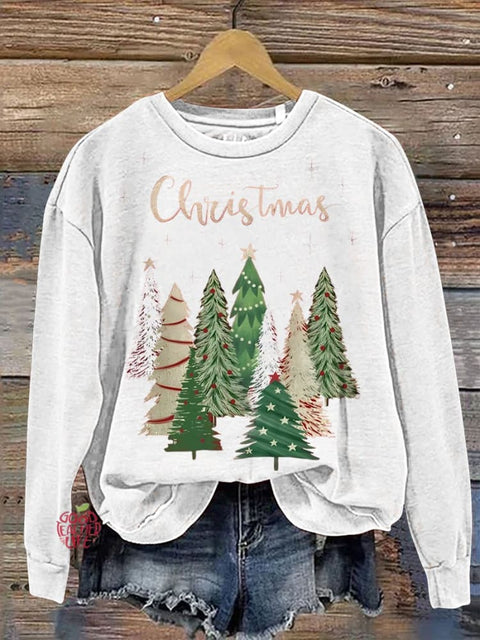 Christmas Tree Print Casual Sweatshirt