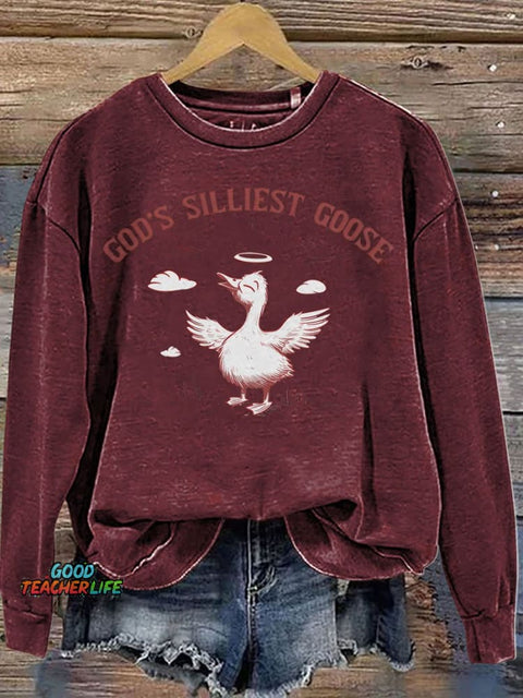 God's Silliest Goose Retro Casual  Sweatshirt