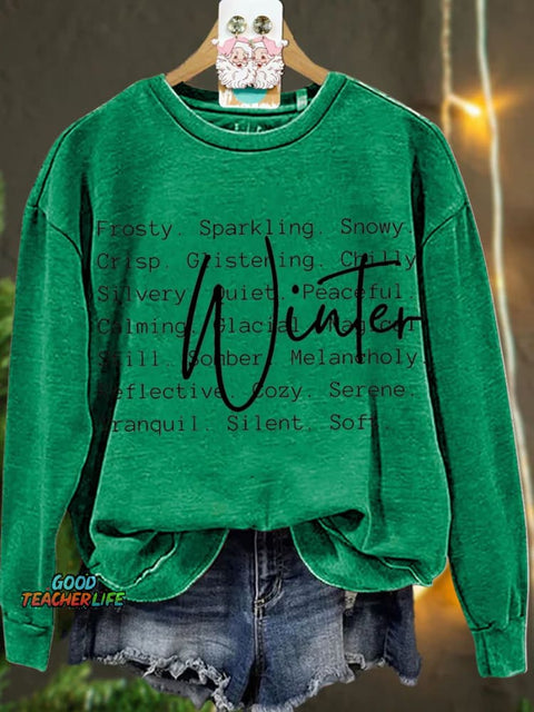 Christmas Winter Words Snow Season Casual  Sweatshirt
