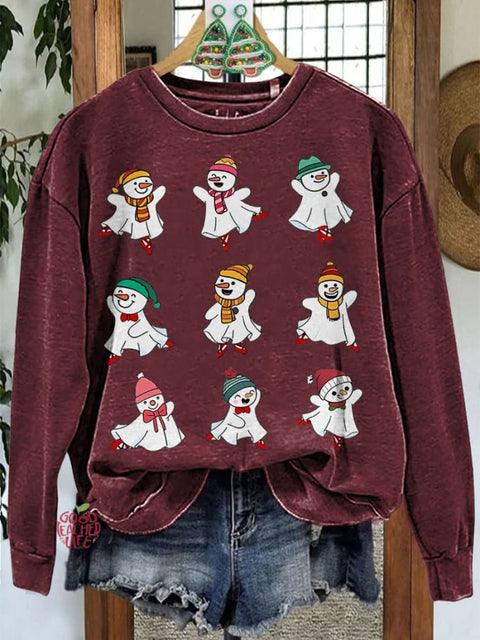 Ballet Snowman Christmas Casual Sweatshirt