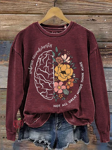 Not All Great Minds Think Alike Autism Awareness Teacher Casual Print Sweatshirt