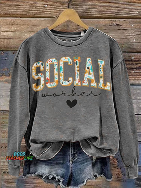 Floral Social Worker Casual  Sweatshirt