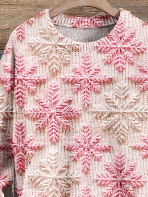 Christmas Gift Christmas Snowflake Art Print Knit Pullover Sweater