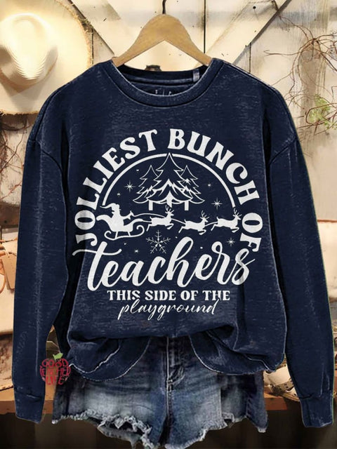 Jolliest Bunch of Teachers Christmas Casual Sweatshirt