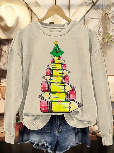 Teacher Life Teacher Day Christmas Casual Print Sweatshirt