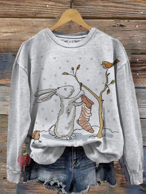 Winter Art Print Casual Sweatshirt