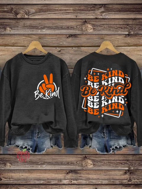 Be Kind Unity Day No More Bullying End Bullying Peace Hand Unity Day Casual Print Sweatshirt