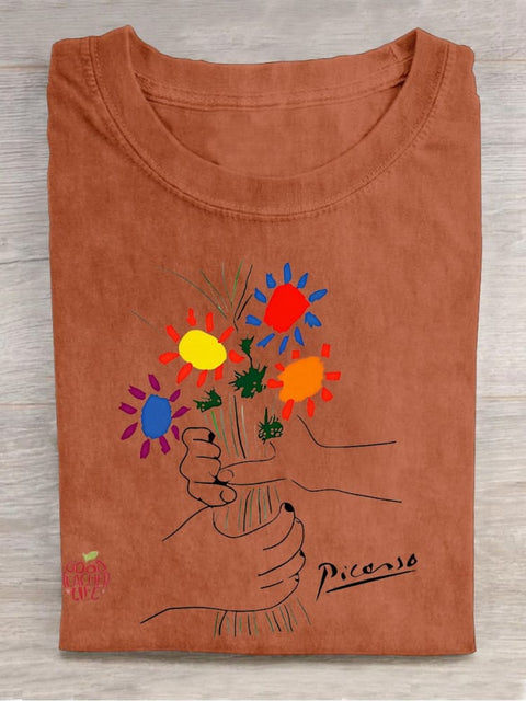 A Bouquet Of Flowers Teacher Casual Print T-shirt