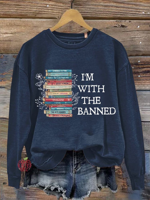 I'm With The Banned Books Teacher Casual Sweatshirt