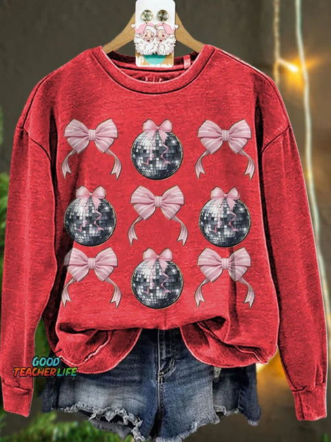 New Year Pink Coquette Disco Ball Casual  Sweatshirt