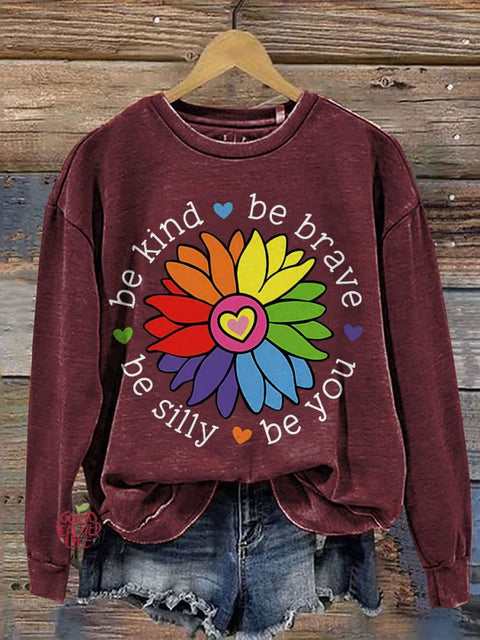 Be Kind Be Brave Be Silly Be You Teacher Casual Print Sweatshirt