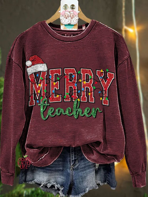 Merry Teacher Christmas Casual Sweatshirt