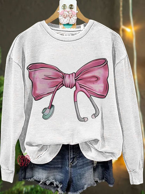 Coquette Nurse Stethoscope Bow Casual Sweatshirt