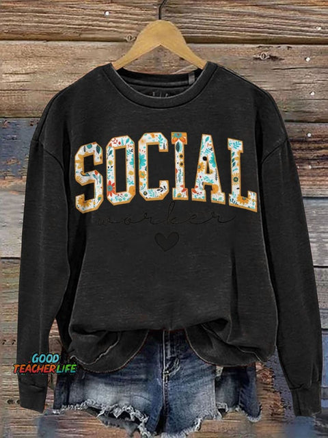 Floral Social Worker Casual  Sweatshirt
