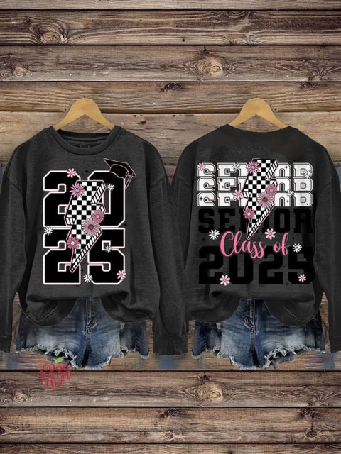 New Year Retro Senior 2025 Varsity Senior 2025  Teacher Casual  Sweatshirt