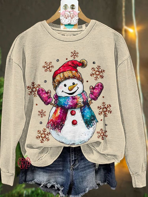 Colorful Scarves Snowman Teacher Casual Sweatshirt