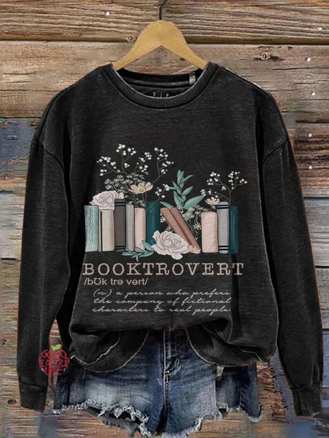 Booktrovert Book Lovers Book Lovers Casual Print Sweatshirt