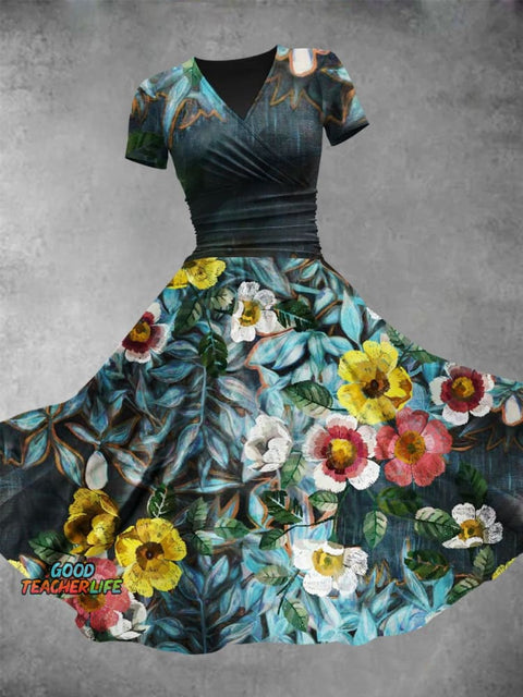 Women's Floral Flowers Art Print Design Maxi Dress