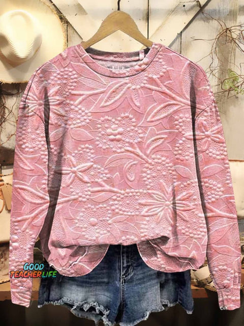 Women's Floral Texture Art Pattern Print Casual Sweatshirt