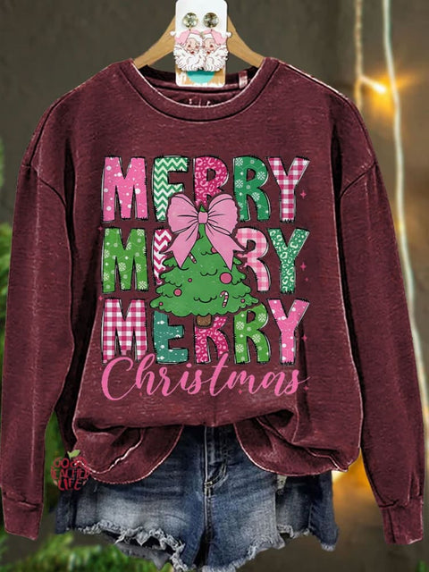 Merry Christmas 2024 Christmas Coquette Bow Casual Sweatshirt