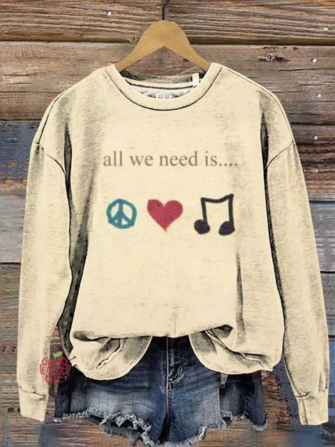 Retro Hippie Peace Sign Love and Peace Casual Sweatshirt