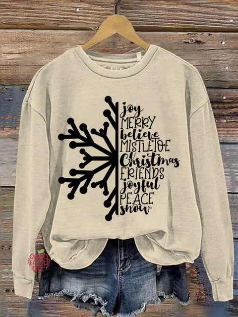 Christmas Snowflake Casual Print Sweatshirt