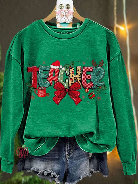 Teacher Christmas Coquette Love Christmas Casual Sweatshirt