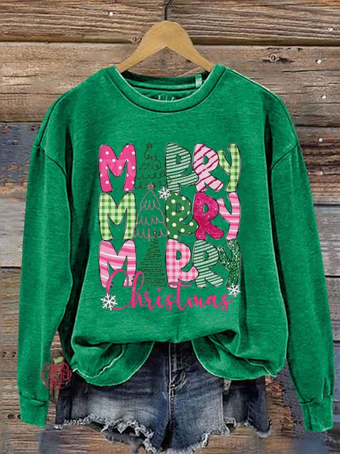 Merry Christmas Casual Print Sweatshirt